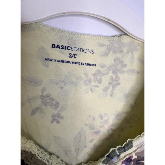 Vintage Women’s Basic Editions Floral Pattern V-Neck T Shirt Size Sm - Picture 3 of 8